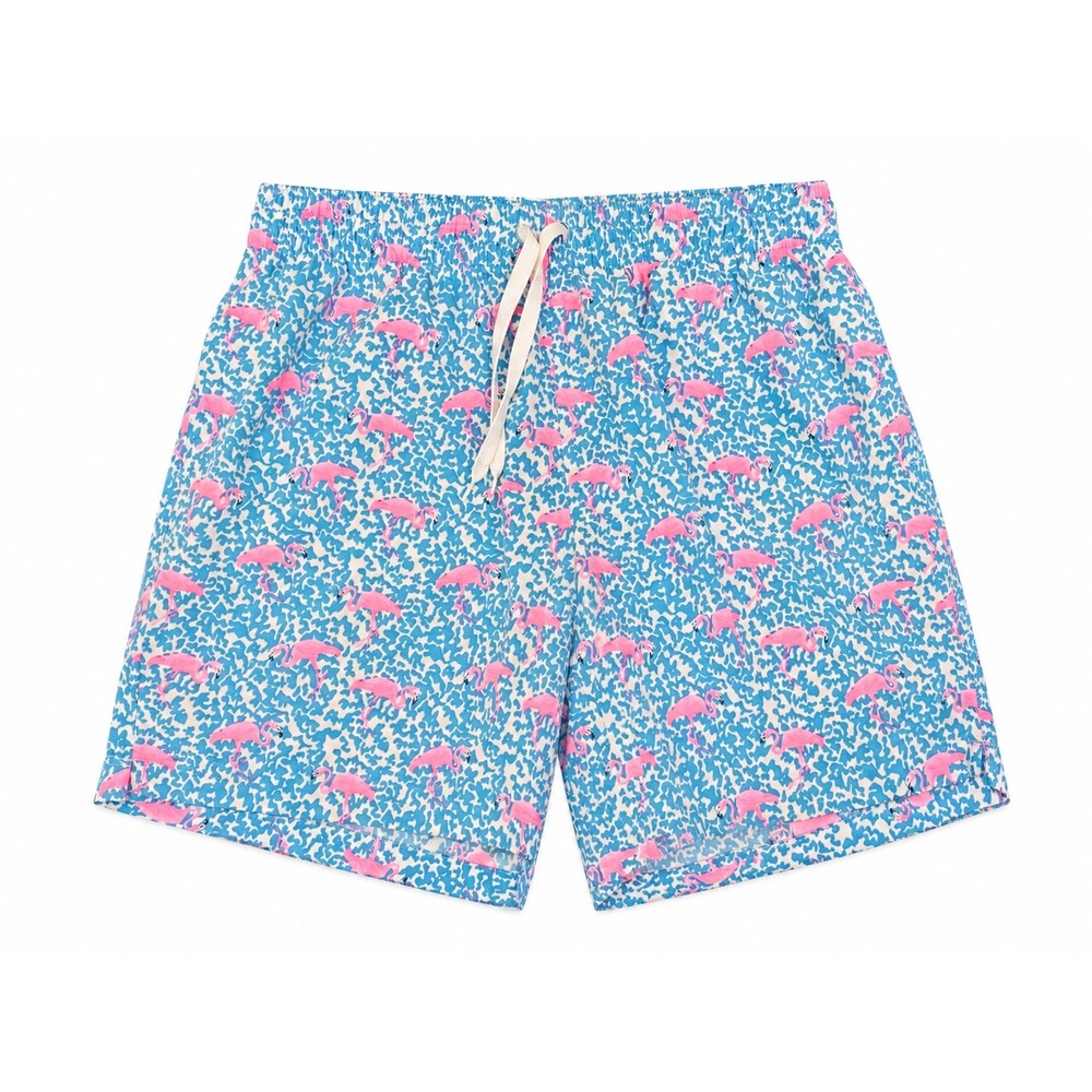 Chubbies Men's Large The Flamin-Goes Swim Trunks Pink Blue 5.5" Inseam